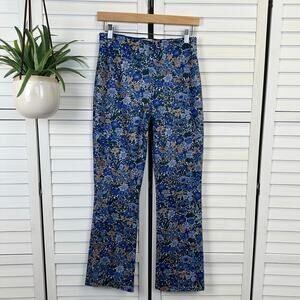 Tuckernuck Ashford Crop‎ Pants Hyacinth Navy Blue Floral Faux Suede Size S